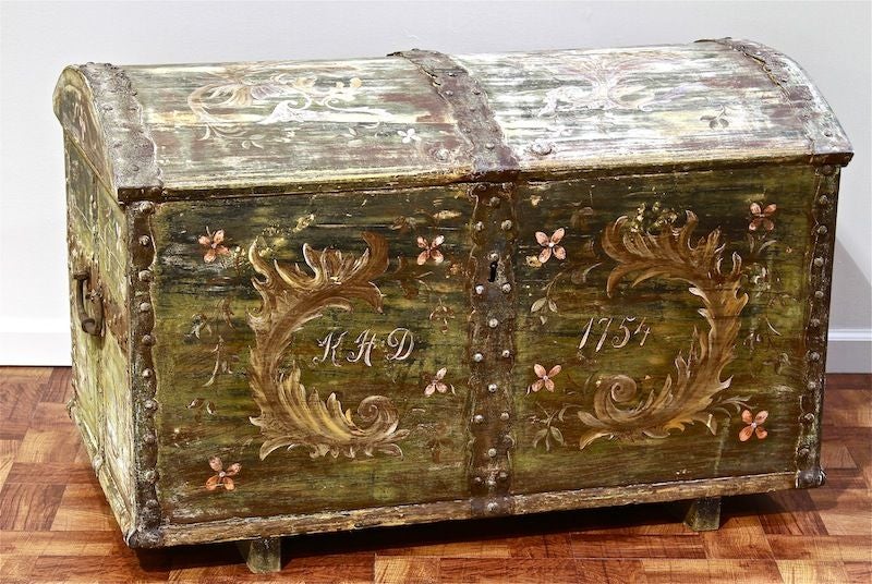 Painted Austrian Dome Top Blanket Chest