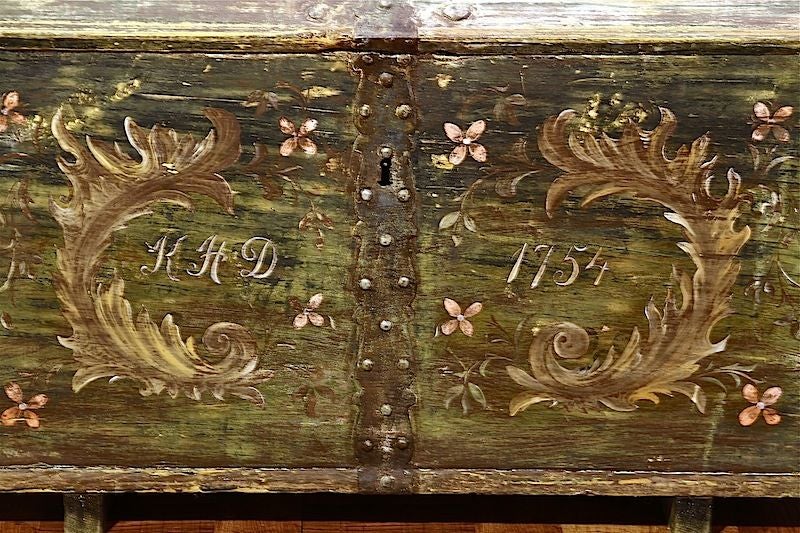 Pine Painted Austrian Dome Top Blanket Chest