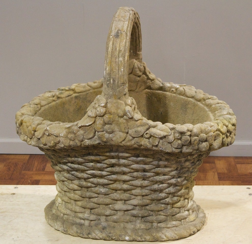 Cast Stone Handled Basket at 1stDibs