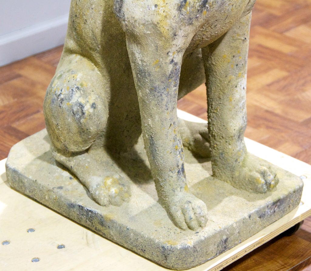 Pair of Cast Stone Dog Statuary 1