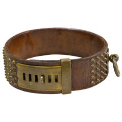 A "Hermes" Leather and Brass Dog Collar