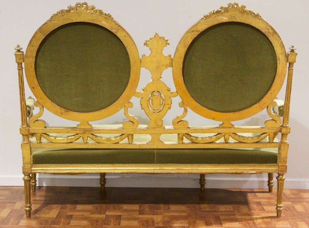 A Superb Louis XVI Style Double Back Settee In Giltwood 2