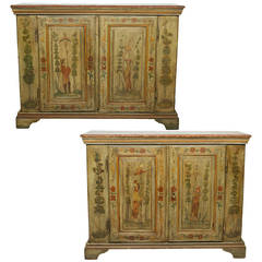 Antique 19th Century Pair of Painted Cabinets