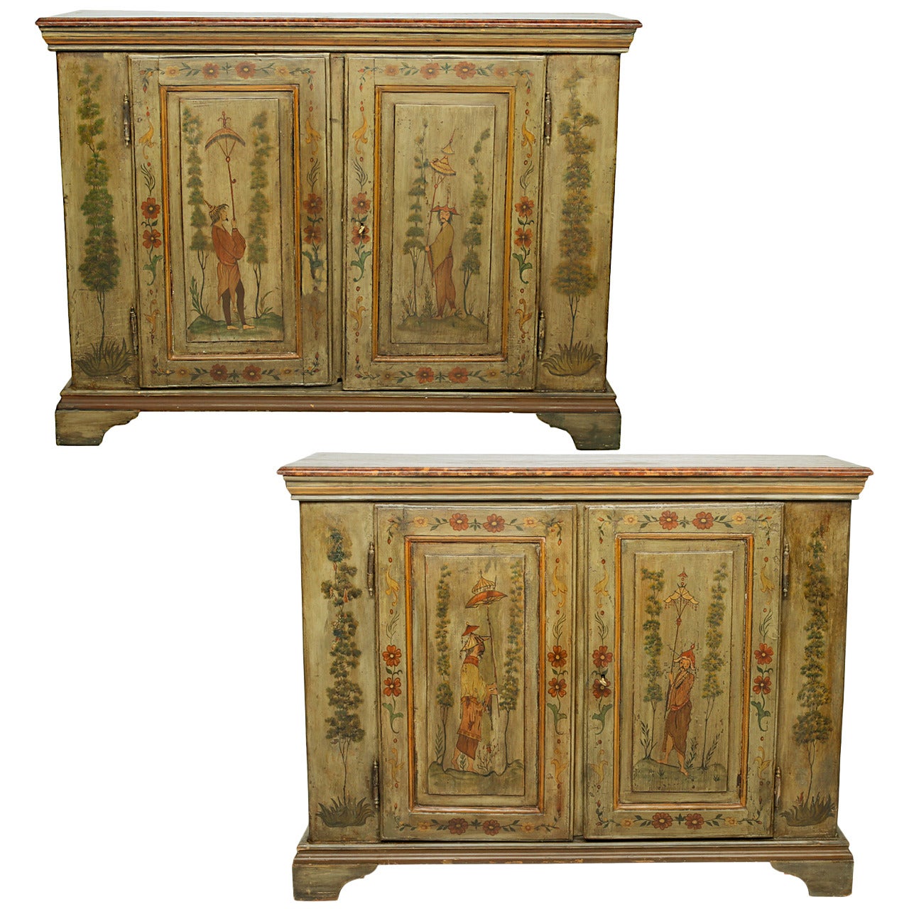 19th Century Pair of Painted Cabinets