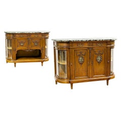 A Pair Of Louis XVI Style Marble Top Buffet's