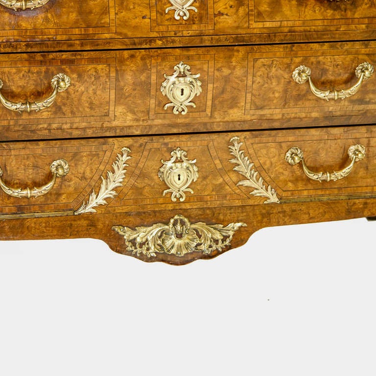 An Elegant Louis XV Marble Top Bombe Commode