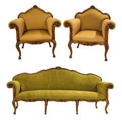 Geschirr und Sessel aus italienischem Rohr des frühen 19. Jahrhunderts