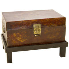 Leather Asian Style Trunk On Stand