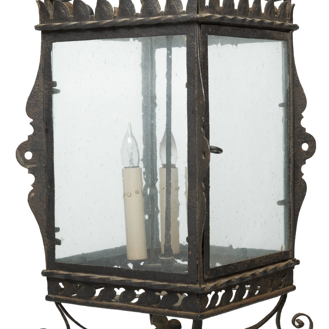 French Provincial Antique French Iron Lantern Chandelier