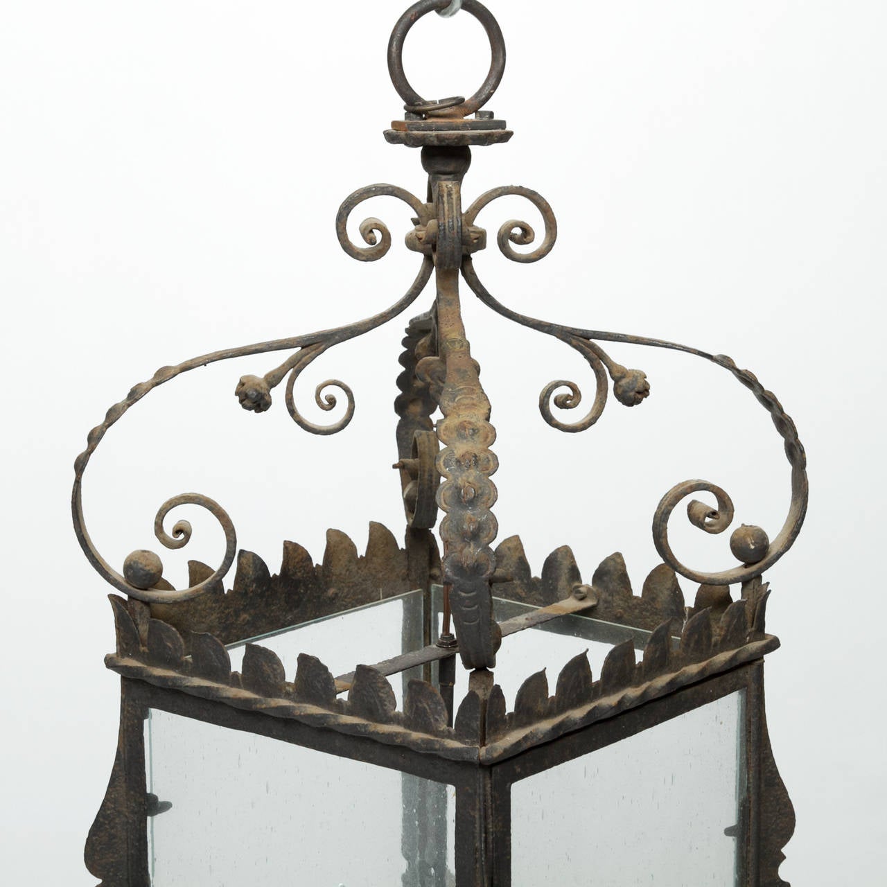 19th Century Antique French Iron Lantern Chandelier