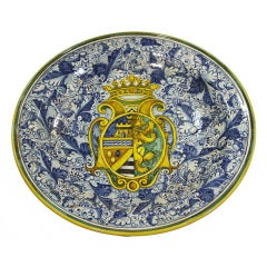 Italian Majolica Charger with Crest
