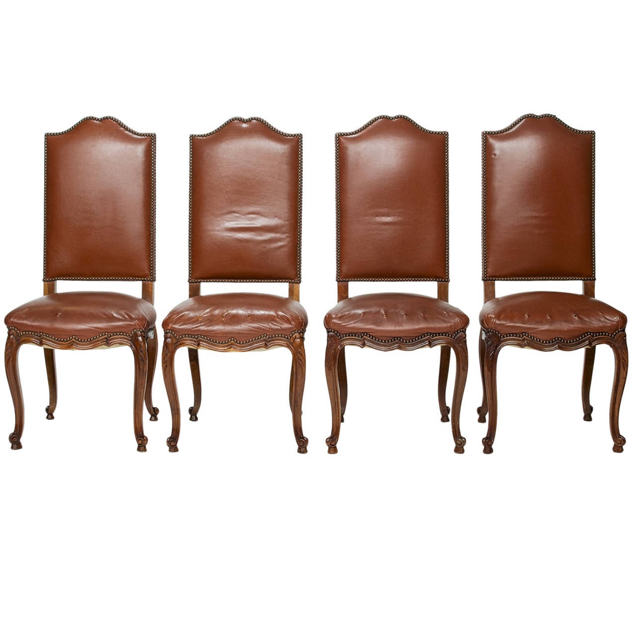 Louis XV Fine Set of Eight French Beechwood Side Chairs