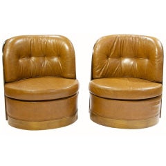 Antique A Fine Pair Of Deco Barrel Back Chairs