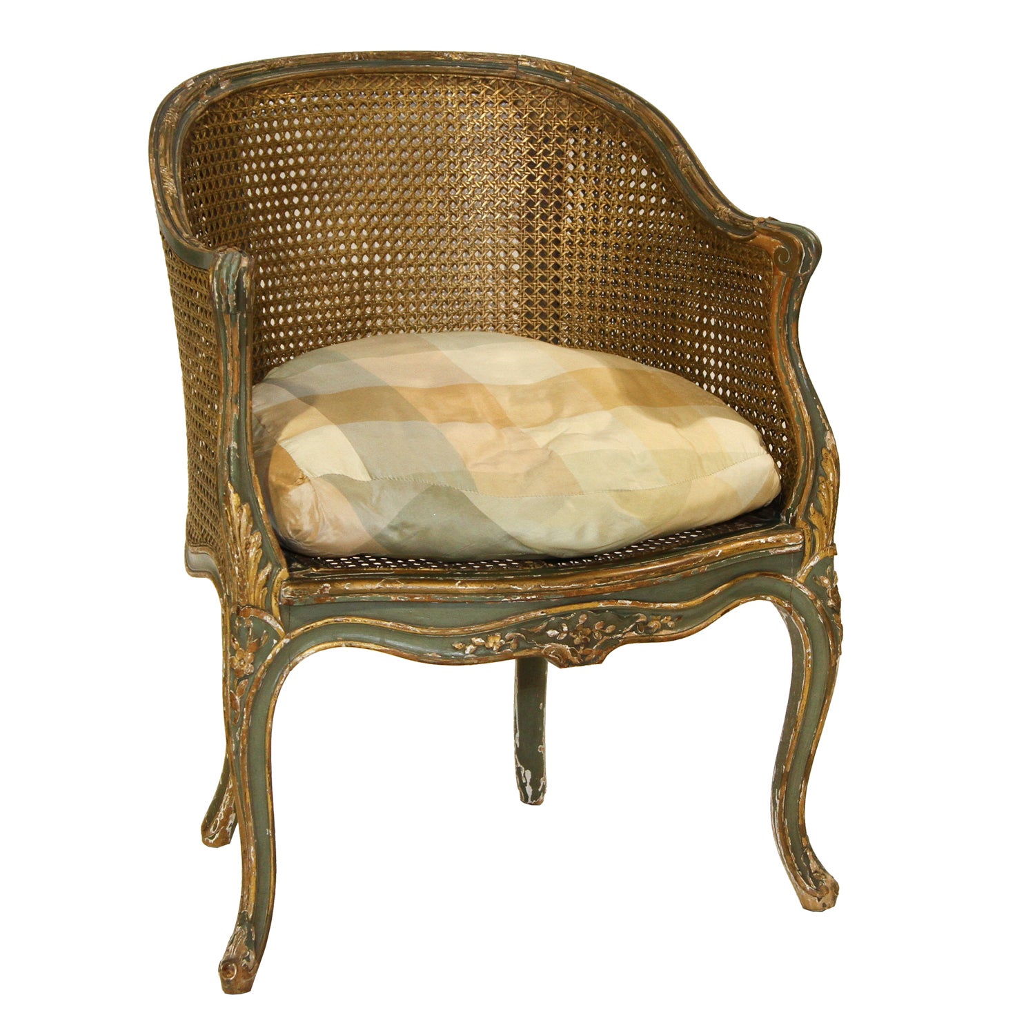 Louis XV Painted Double Cane Back Corner Chair