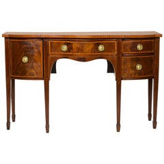 19th Century Sheraton Inlaid Serpentine Front Sideboard