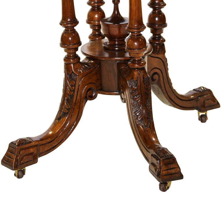 English Victorian Flip Top Game Table Console