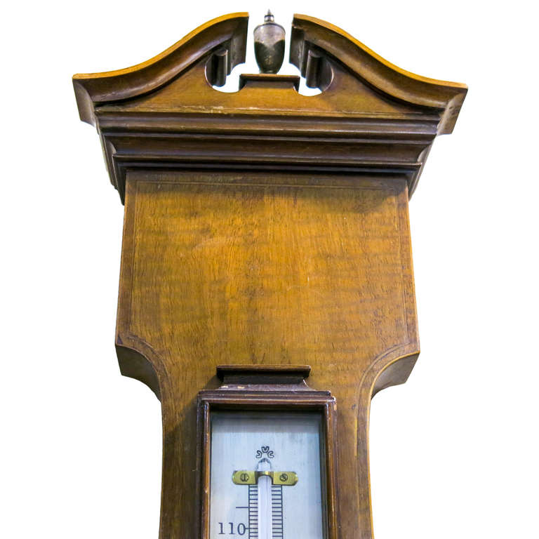 19th Century English Mahogany Barometer with sting inlay. 