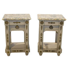 Pair of Marble Top Side Tables with Bronze Mounts
