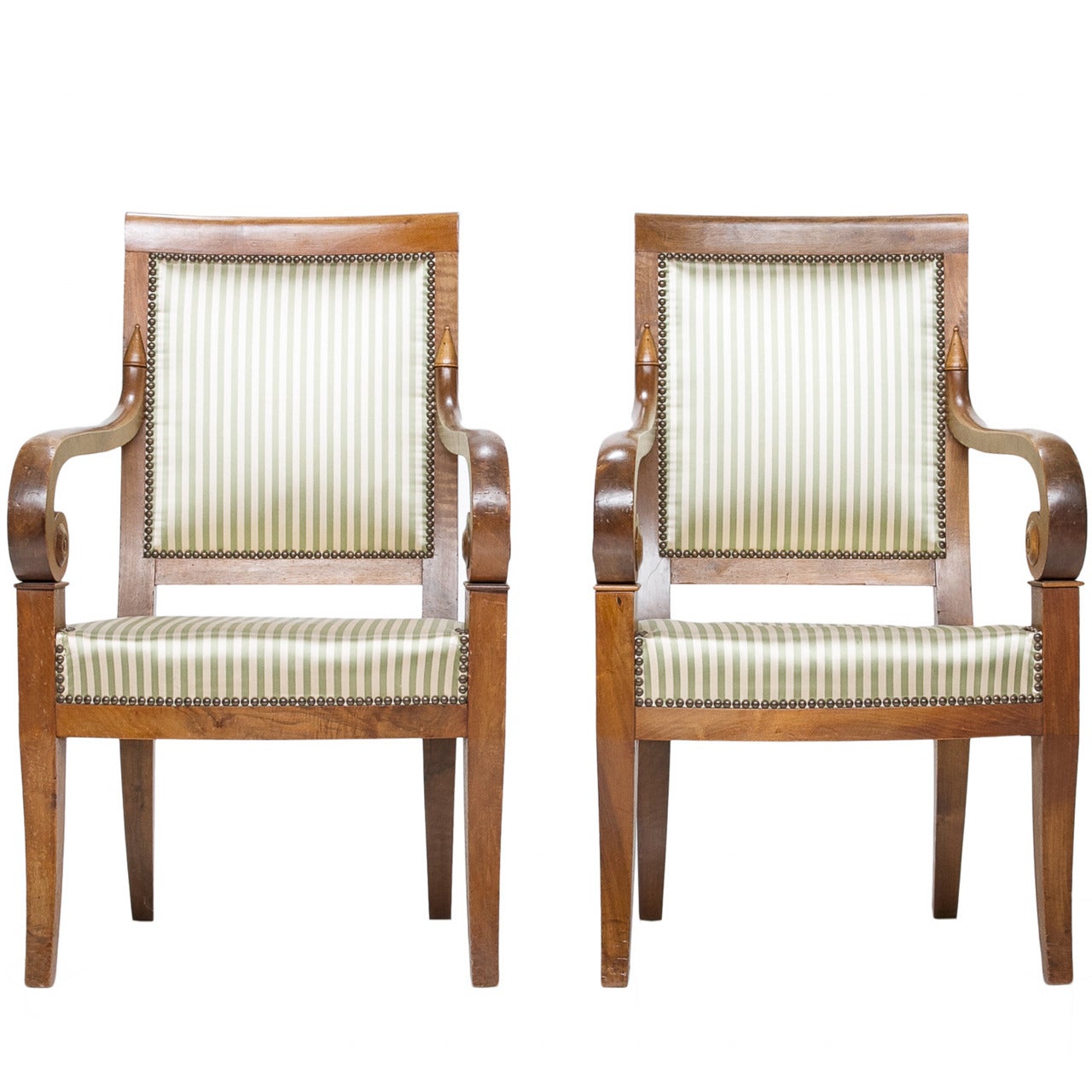 18th Century Pair Of Directoire Fruitwood Fauteuils