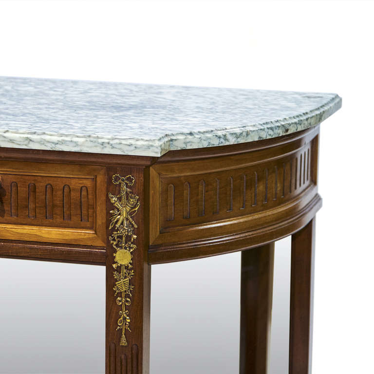 Superb 19th Century Mahogany Marble Top Louis XVI Style Console