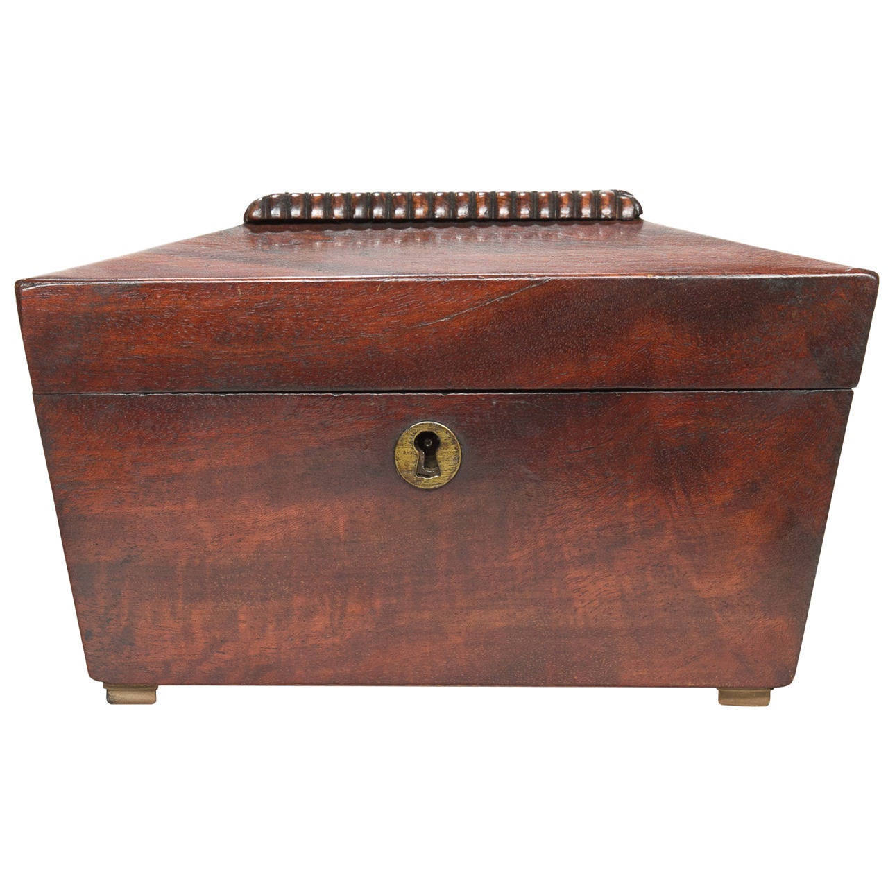 19th Century Regency Style Mahogany Tea Caddy with Spoon at 1stDibs