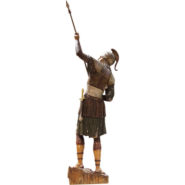 French 18th Century Wooden Polychrome Roman Soldier