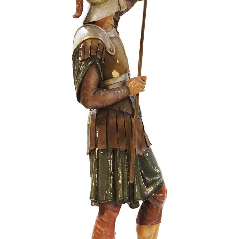 18th Century Wooden Polychrome Roman Soldier 5