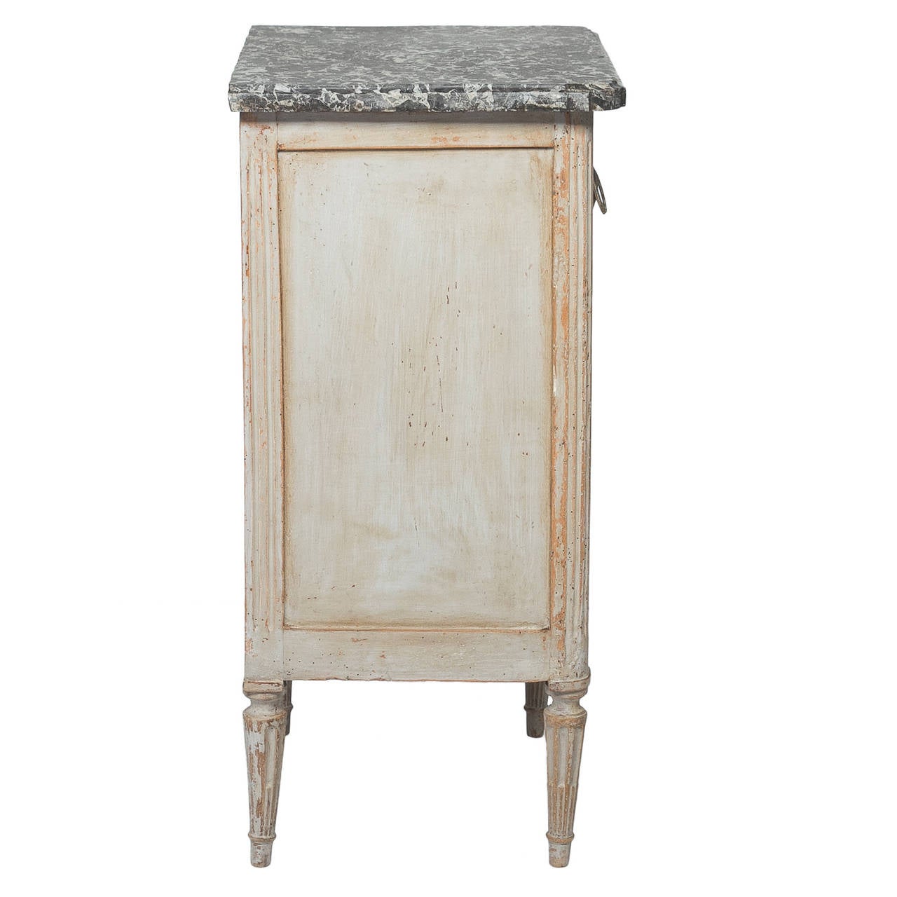 French 19th Century Painted Louis XVI Marble-Top Side Chest