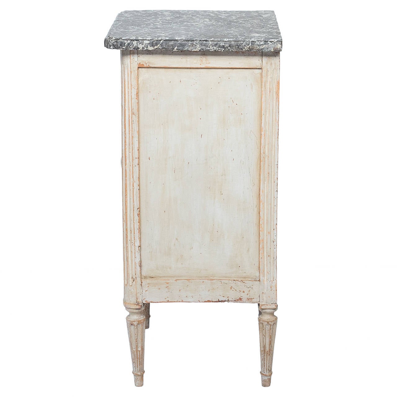 19th Century Painted Louis XVI Marble-Top Side Chest In Excellent Condition In Hixson, TN