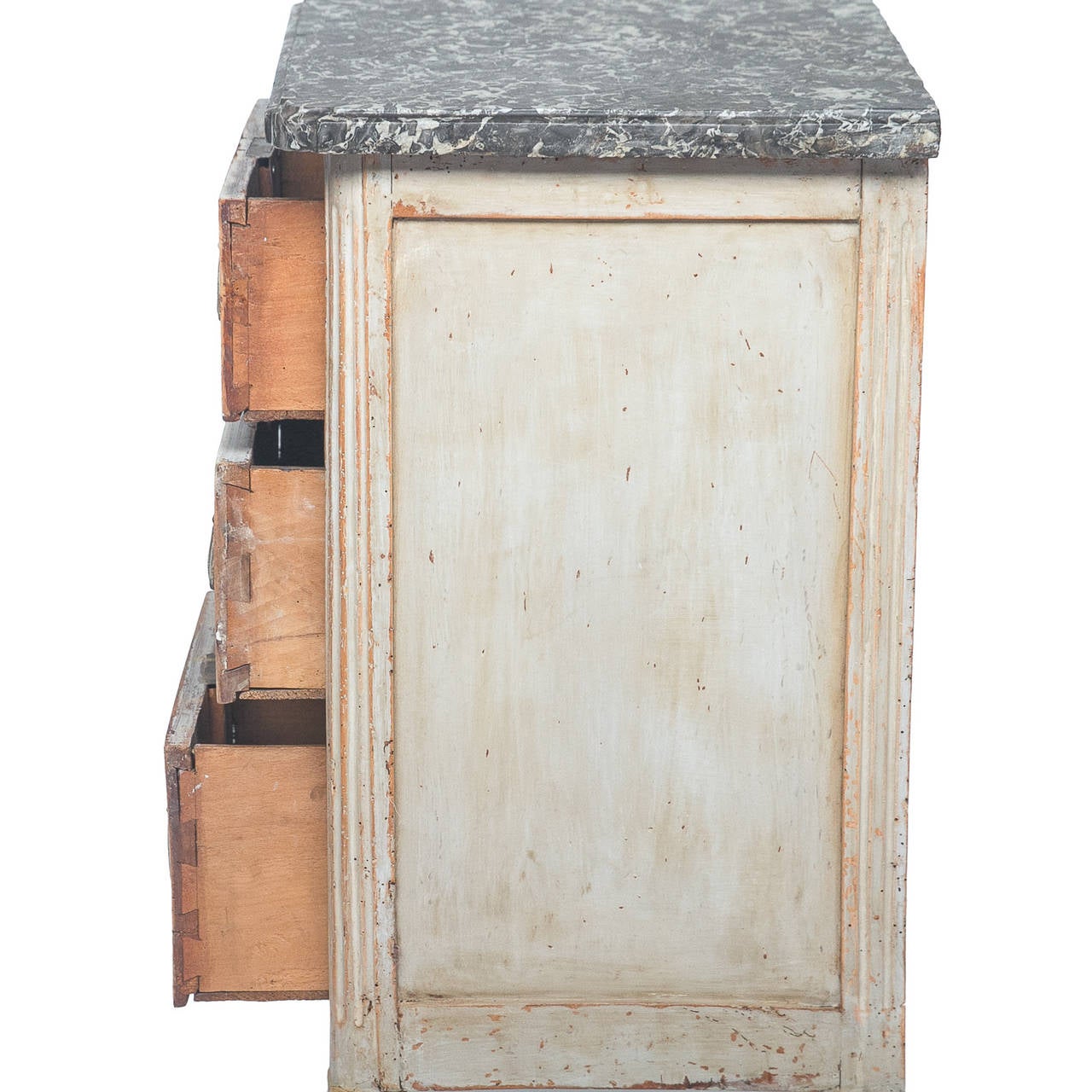 19th Century Painted Louis XVI Marble-Top Side Chest 2