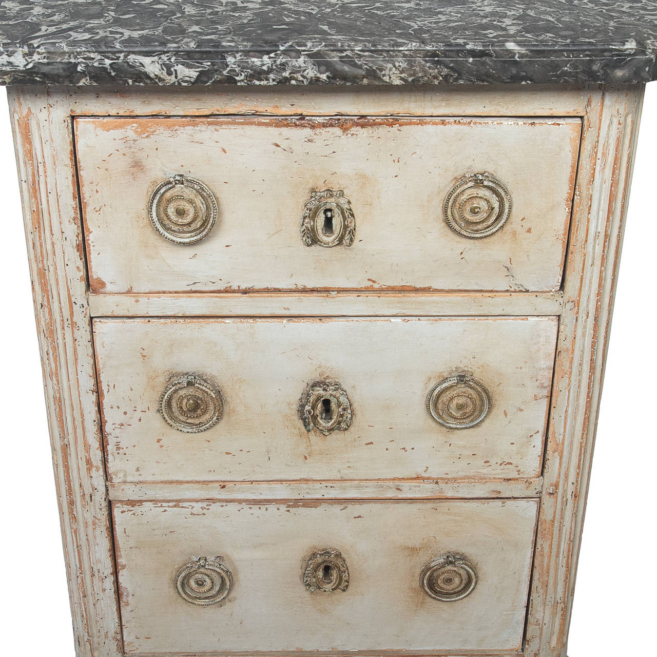 19th Century Painted Louis XVI Marble-Top Side Chest 4