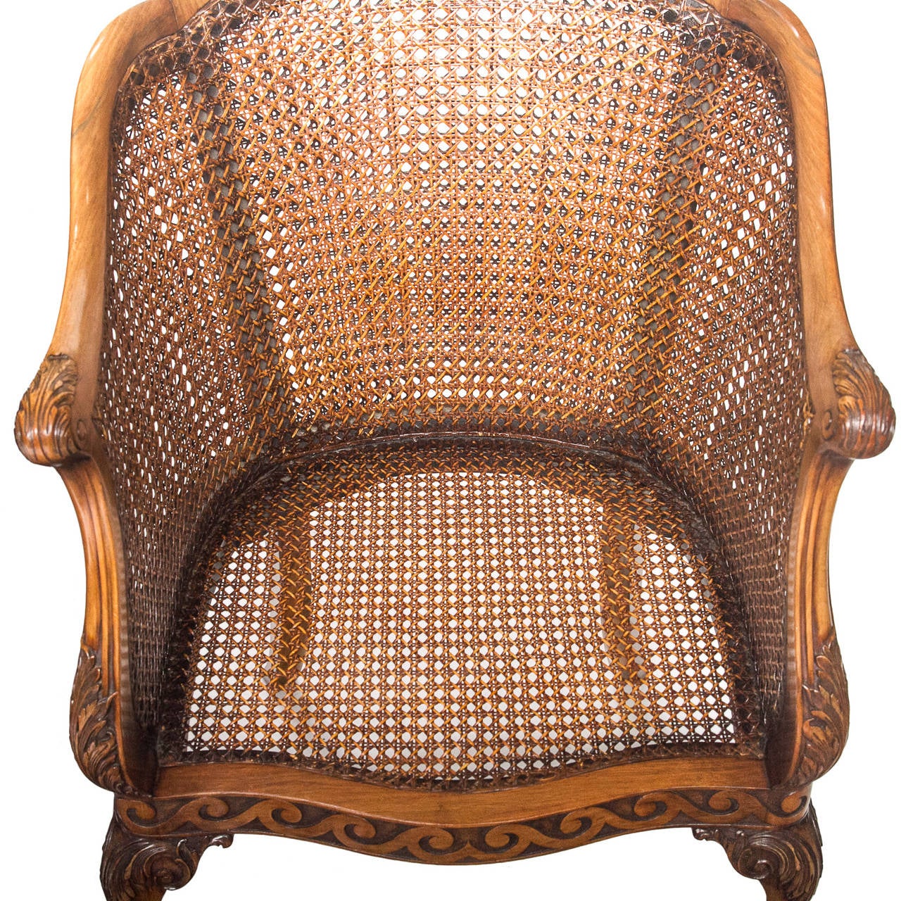 Georgian Style Walnut and Cane Barrel Back Chairs with Cushion 3