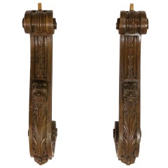 A Pair of French Renaissance Walnut Supports from the 19th Century