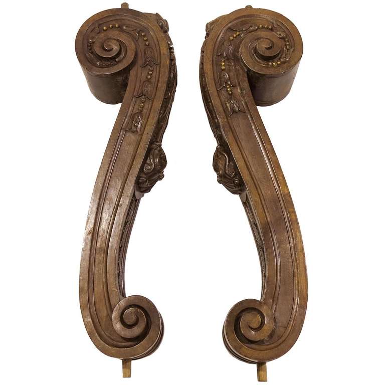 A Pair of French Renaissance Walnut Supports from the 19th Century