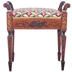 English Painted Satinwood Bench with Lift Seat
