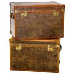 Two Snake Skin and Leather Covered Trunks