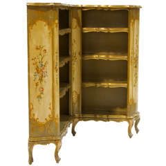 19th Century Venetian Painted Corner Bookcase