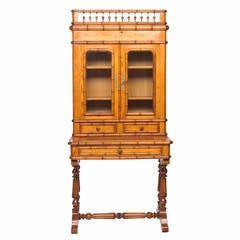 Antique 19th Century French Pine Faux Bamboo Secretary