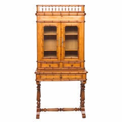 19th Century French Pine Faux Bamboo Secretary