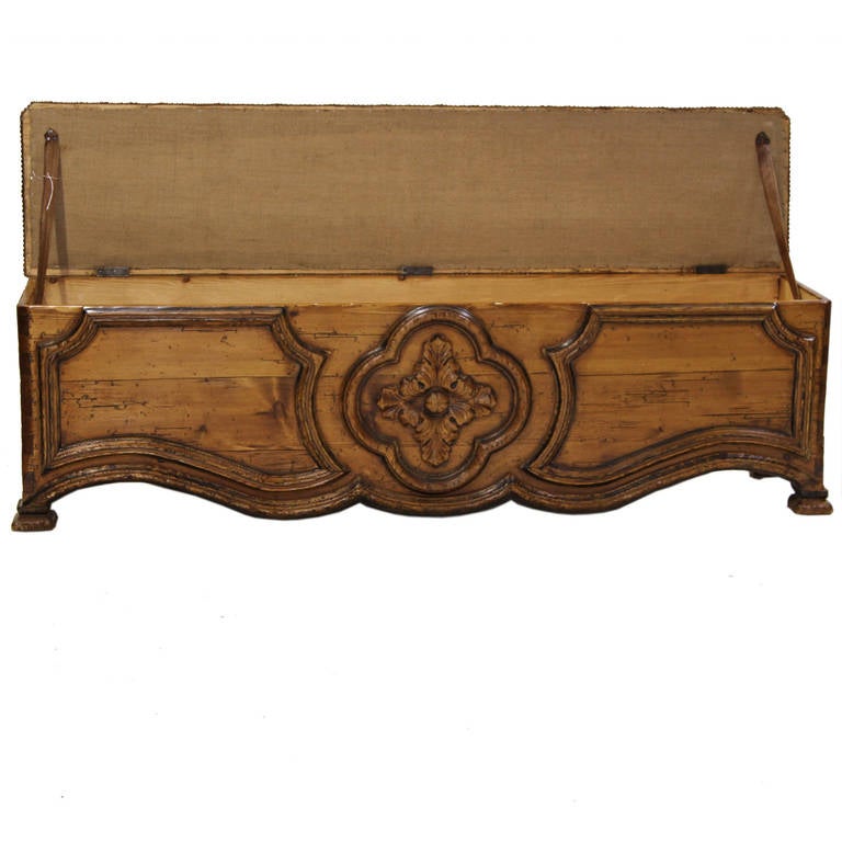 French Style Blanket Chest with Tufted Leather Seat at 1stDibs
