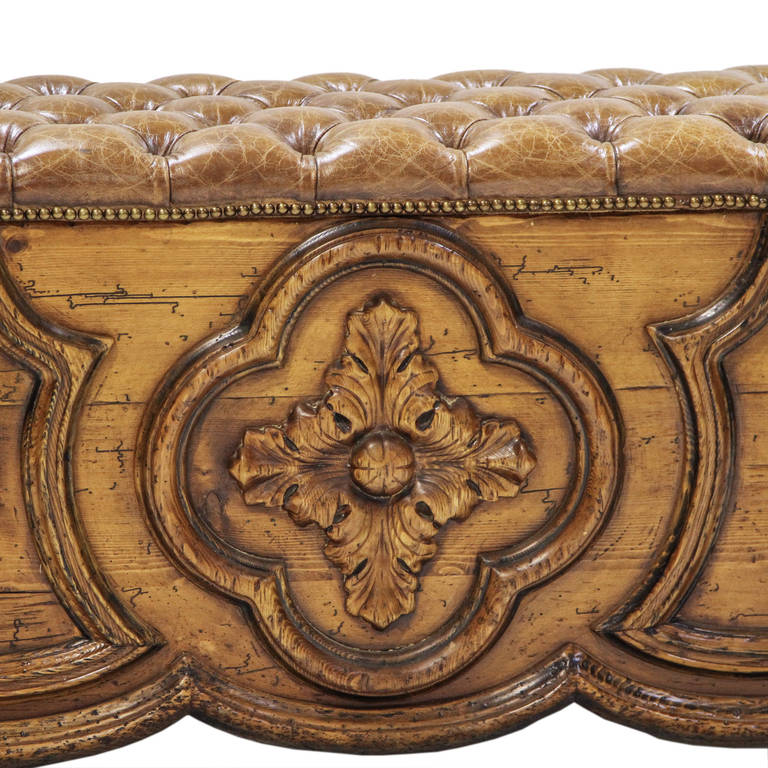 French Style Blanket Chest with Tufted Leather Seat at 1stDibs