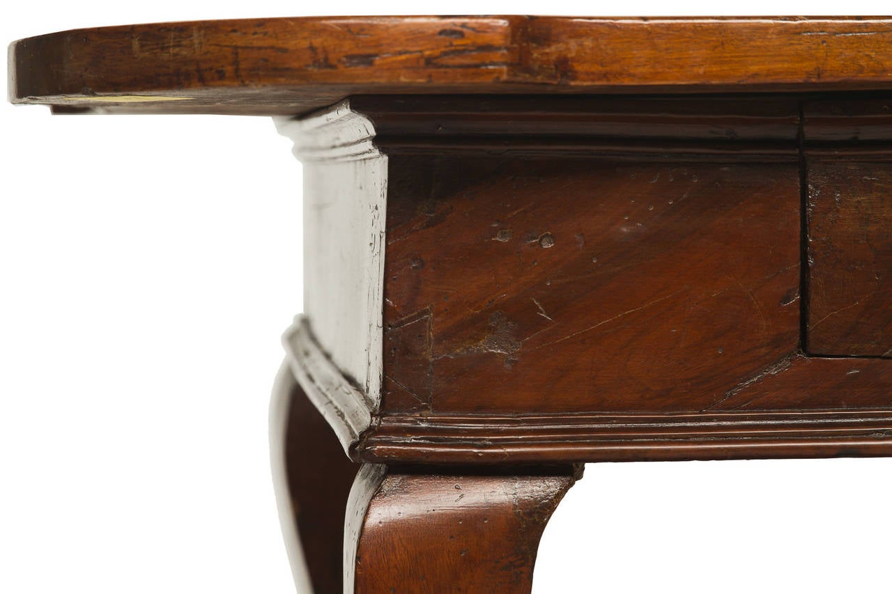 Renaissance 18th Century Italian Walnut Desk and Three Chairs For Sale