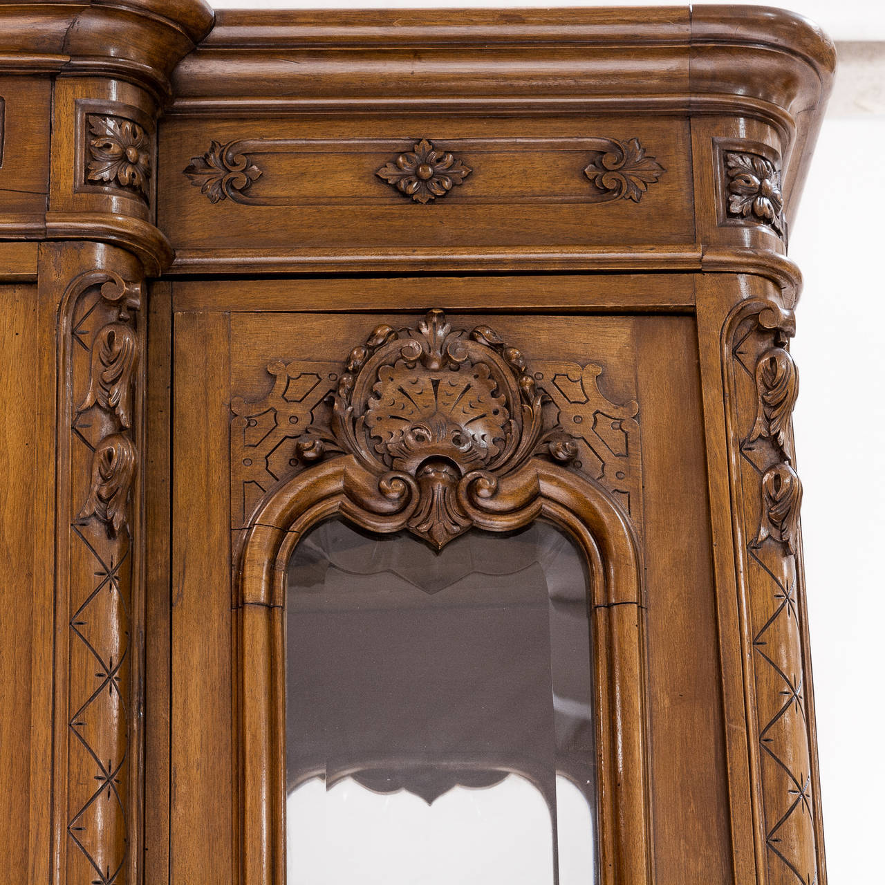 French Louis XV Style Walnut Bibliotech from the 19th Century