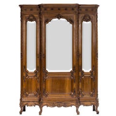 Antique Louis XV Style Walnut Bibliotech from the 19th Century