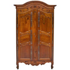 18th Century Walnut Provence Armoire from Fourques, France