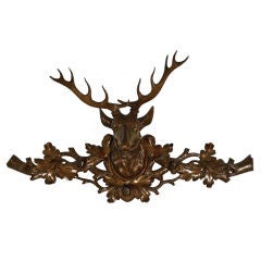 A Handsome Carved Stag Hanging