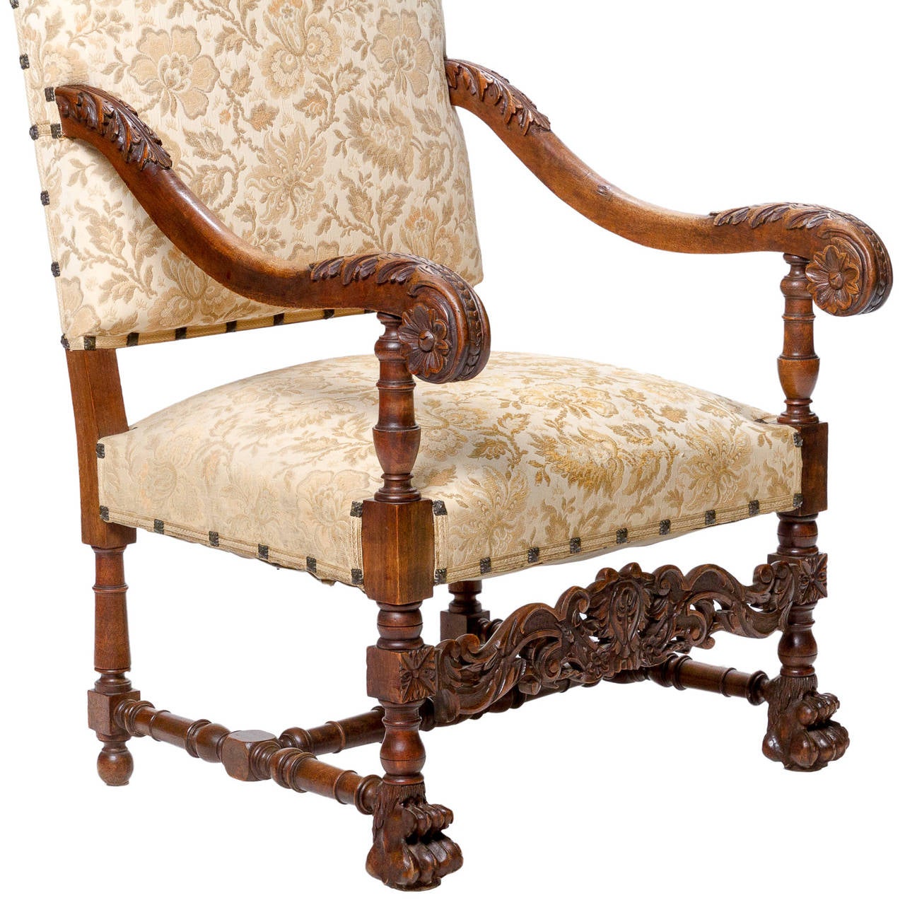 19th Century Pair of Louis XIV Beechwood Armchairs In Excellent Condition In Hixson, TN