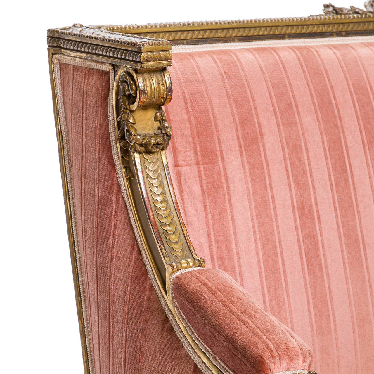 Gesso 19th Century Louis XVI Giltwood Settee