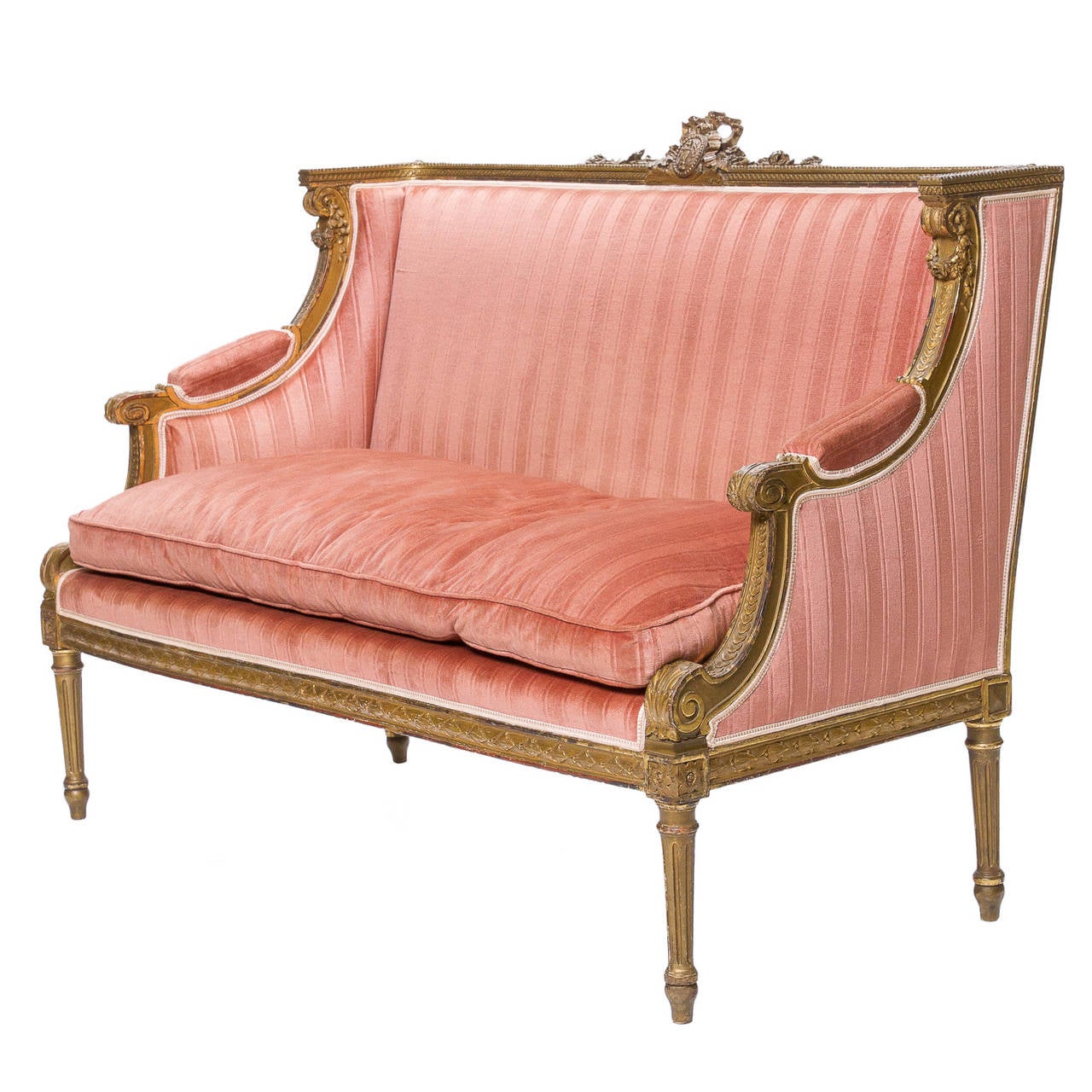 19th Century Louis XVI Giltwood Settee 2