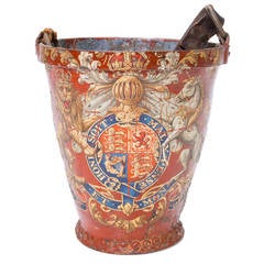19th Century English Fire Starter Bucket with a Coat of Arms